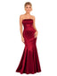 ChicSew Sexy Strapless Soft Satin Mermaid Long Bridesmaid Dress For Glamorous Wedding Receptions