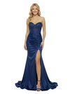 ChicSew Pretty Strapless Sweetheart Corset Sequin Mermaid Satin Maxi Long Evening Gown With Side Slit