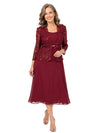 ChicSew Classy Chiffon Mother Of The Bride Dresses With Lace Appliqué Jacket Two Piece A-Line Wedding Guest Dress