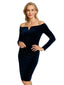 Sexy Off Shoulder Velvet Long Sleeves Knee-Length Mother Of The Bride Dress