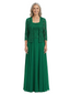 ChicSew Long Sleeve Lace Jacket Lace Beaded Long Chiffon Casual Mother Of The Bride And Groom Dresses