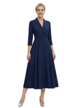 Chicsew Elegant V-Neck 3/4 Sleeves Mother Of The Groom Dress A-Line Gown