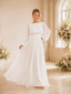 ChicSew Elegant A-line Long Sleeves Bateau Neckline Chiffon Maxi Wedding Dresses