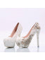 Women's Wedding Shoes Decorative Heel Wedding Heels Bridal Shoes With Beading WS0019