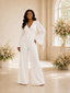 ChicSew Modern Crepe V-Neck Long Sleeves Floor-Length Wedding Jumpsuit
