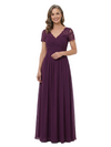 ChicSew Elegant V-Neck Short Sleeves Lace Appliques Chiffon Floor Length A-Line Mother of the Bride Dress