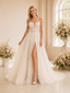 ChicSew Unique Sweetheart A-Line Sleeveless Lace Tulle Side Slit Long Wedding Dresses