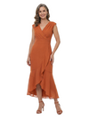 ChicSew V-Neck Ruffle Ruched Chiffon Mermaid Tea-Length Mother Of The Bride Dress