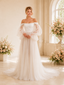 ChicSew Unique A-Line Off The Shoulder Long Sleeves Lace Tulle Maxi Long Wedding Dresses
