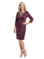 ChicSew Scoop 3/4 Sleeve Beaded Satin Sheath Knee Length Fancy Mother of the Bride Dress