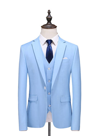 Blue Casual Men's Suit Slim Fit Double Breasted 2 Piece Business Tuxedos CN486
