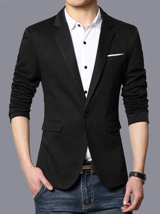 Black Classic 2 Piece Men's Suit with Regular Fit and Sophisticated Peak Lapel CN471