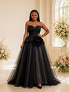 ChicSew Modern Satin Sweetheart A-Line Maxi Tulle Wedding Dress With Flower