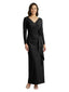 Chicsew Simple V-Neck Long Sleeves Maxi Crepe Ruched Mother of The Groom Dress