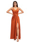 Elegant Spaghetti Straps V-Neck A-Line Soft Satin Ankle-Length Bridesmaid Dresses