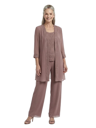 ChicSew Modern Three Piece Pant Suit Beading Chiffon For Mother Of The Bride
