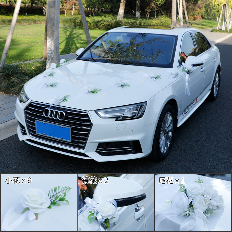 Wedding Car Decoration Flower Mirror Tied Flower, CF2901