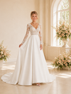 ChicSew Classy V-Neck Long Sleeves Lace Satin A-Line Long Wedding Dress