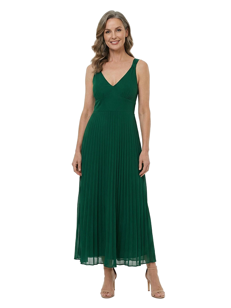 ChicSew V-Neck Sleeveless Pleated Tea Length Chiffon Casual Mother Of The Bride Dresses