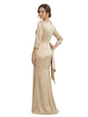 Elegant 3/4 Sleeves Satin Floor-Length Mermaid Mother Of The Bride Dresses