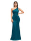 Sexy Mermaid One Shoulder Soft Satin Floor-Length Beauty Bridesmaid Dresses