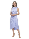 ChicSew High Neck Sleeveless Satin Asymmetrical Wrap Midi Mother of the Bride Dress