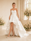 ChicSew Classy Sweetheart Ruching Sleeveless Satin A-Line High-Low Wedding Dress