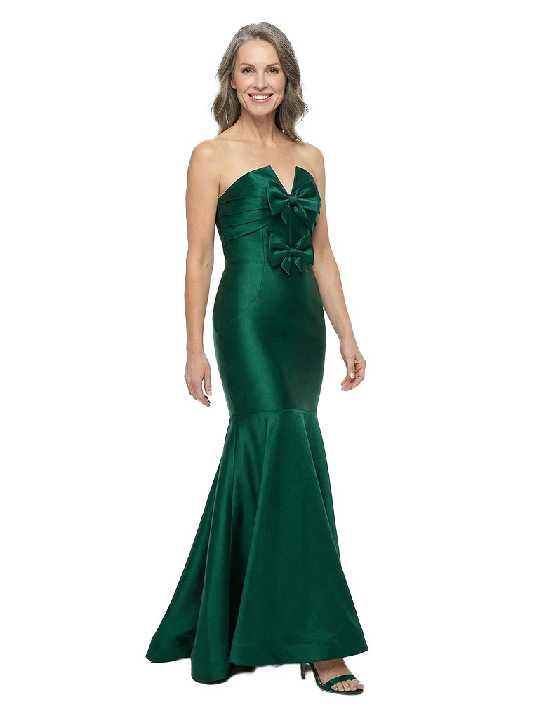 ChicSew Strapless Bow Detail Floor Length Satin Mermaid Elegant Mother of the Bride Dress