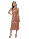ChicSew Fancy Round Sleeveless Ruched Silky Satin Sheath Mother Of The Groom Evening Gowns