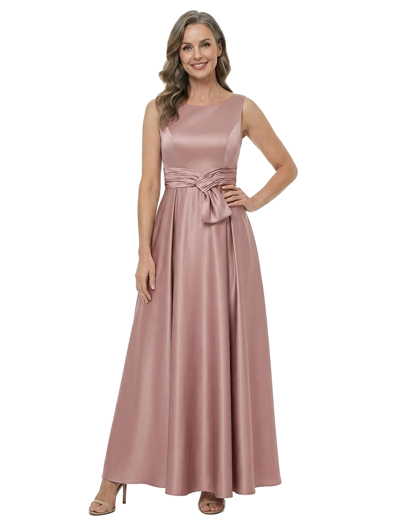ChicSew Fancy Sleeveless Satin A-Line Ruched Mother Of The Groom Evening Gowns