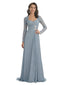 Elegant A-line Sweetheart Chiffon Long Sleeves Floor-Length Mother of the Brides Dresses