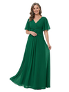 ChicSew V-Neck Flutter Sleeve Chiffon A-Line Floor Length Mother of the Bride Dress