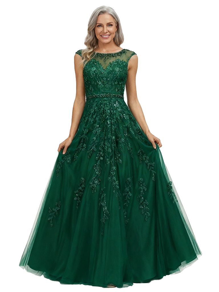 ChicSew Illusion Lace A-Line Floor Length Elegant Mother of the Bride Dresses