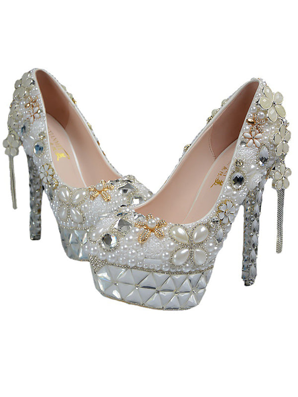 Women's Wedding Shoes Decorative Heel Wedding Heels Bridal Shoes With - ChicSew Women's Wedding Shoes Decorative Heel Wedding Heels Bridal Shoes With - ChicSew