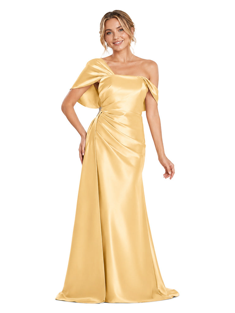 Chicsew Sexy Asymmetrical Neck Off Shoulder Mermaid Unique Long Bridesmaid Dresses