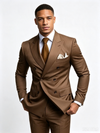 Classic 2 Piece Brown Men's Suit with Regular Fit and Sophisticated Peak Lapel