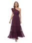 ChicSew One Shoulder Ruffle Chiffon Tiered A-Line Long Mother of the Bride Dress