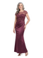 ChicSew Illusion Short Sleeve Beaded Lace Applique Satin Mermaid Ankle-length Mother of the Bride Dress