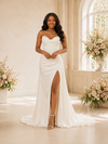 ChicSew Fancy Sweetheart Ruching Mermaid Side Slit Long Satin Wedding Dress