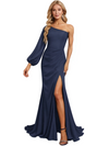 Elegant One Sleeve Side Slit Chiffon Mermaid Mother Of The Bride Dresses