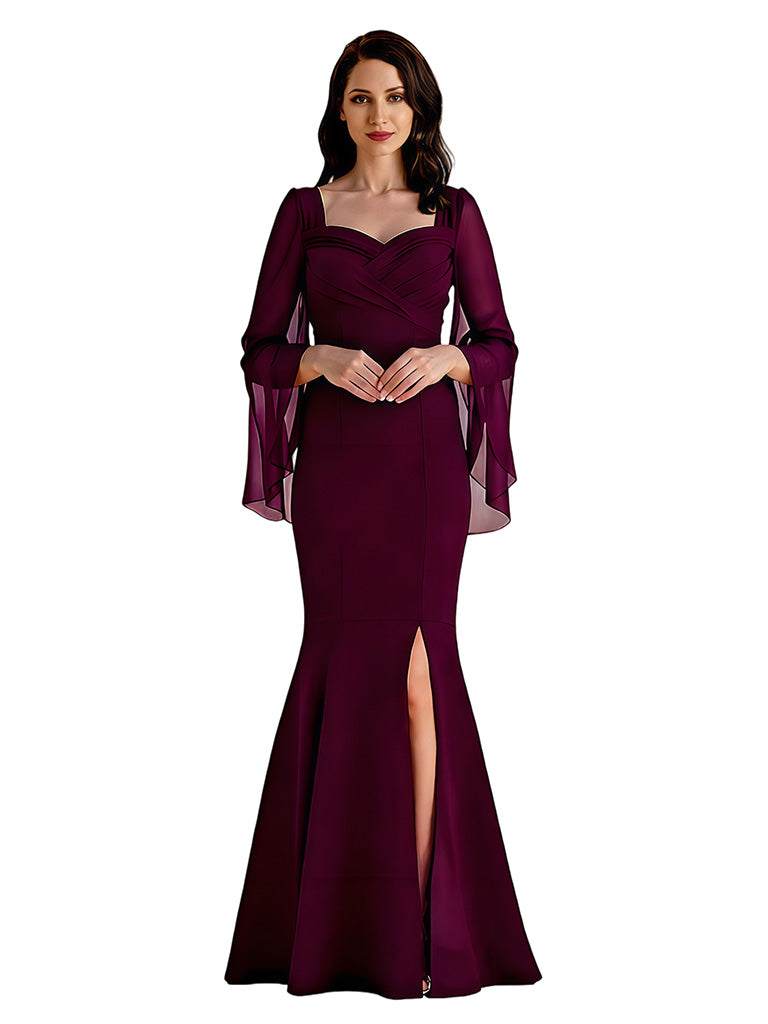 Elegant Mermaid Sweetheart Chiffon Flutter Sleeves Mother of the Brides Dresses