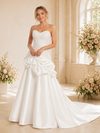 ChicSew Fancy Sweetheart Satin Ruffled Long A-Line Wedding Dress With Beading