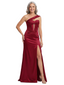 ChicSew One Shoulder Boning Side Slit Ruched Satin Floor-Length Mermaid Mother of the Bride Dress