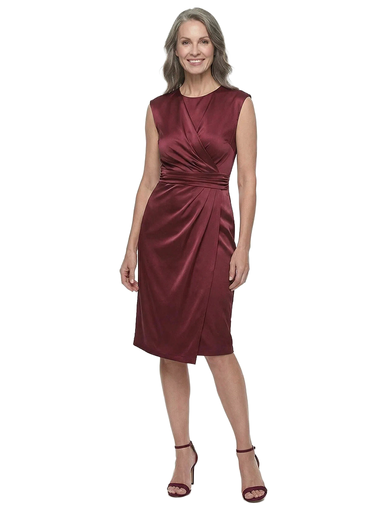 ChicSew Jewel Sleeveless Knee Length Satin Romantic Mom Of The Groom Dresses