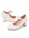 Women's Wedding Shoes Decorative Heel Wedding Heels Bridal Shoes With Beading WS0005