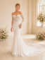 ChicSew Fancy Sexy Lace Tulle Off The Shoulder Long Sleeves Boning Mermaid Maxi Wedding Dresses With Train