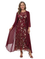ChicSew Embroidered Floral Mother Of The Bride Dress With Chiffon Jacket Ankle-Length A-Line