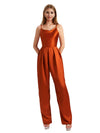 Elegant Scoop Silky Satin Long Women's Pantsuit For Bridesmaids