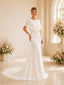 ChicSew Flutter Sleeve Mermaid Wedding Dress Open Back Chiffon Bridal Gown With Beading Waist