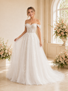 ChicSew Fancy Off The Shoulder Boning Lace Tulle Maxi A-Line Wedding Dress